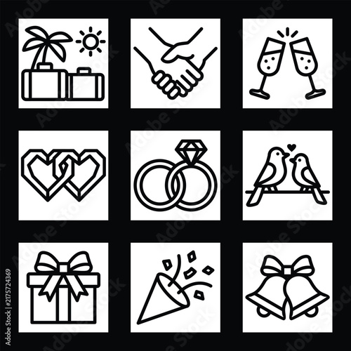 Wedding and Celebration Icons Set
