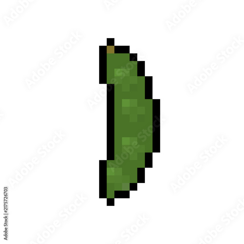 Pixel Art Illustration of a Green Snow Pea Pod Food Icon 