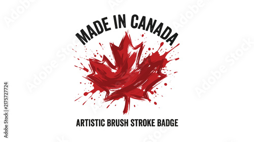 Minimalist Made In Canada Badge / Simple Canadian Leaf Emblem / Clean Canada Vector Label