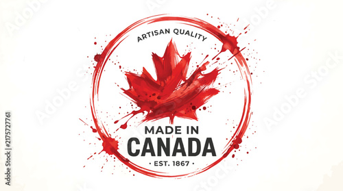 blood splatter banner, Artisan Quality Canada Stamp / Splatter Maple Leaf Badge / Grunge Canadian Emblem