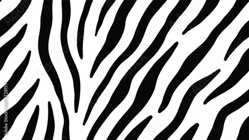 Seamless Zebra Stripe Pattern Vector Background with Black and White Animal Skin Texture Elements for Fashion Textile and Graphic Designs
