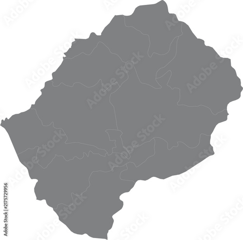 Bild auf Leinwand Grey map of lesotho with district borders illustration