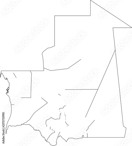 Simple black outline map of mauritania isolated on white background illustration