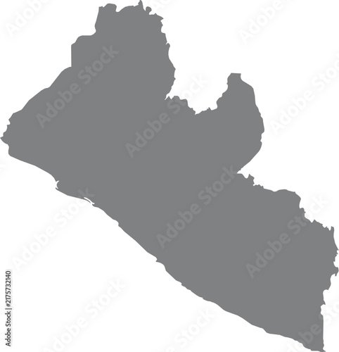 Simple grey silhouette map of liberia isolated on white background illustration