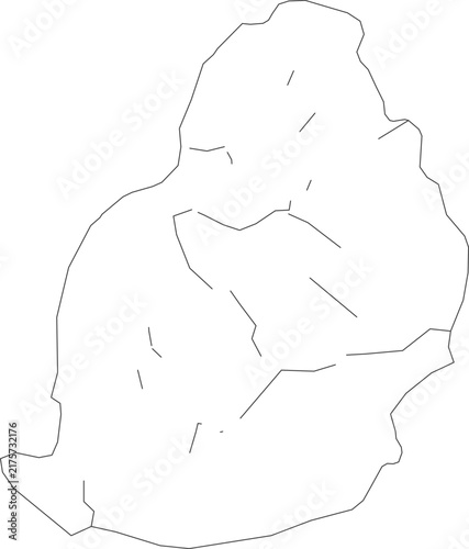 Simple line art outline map of mauritius island illustration