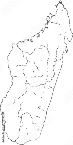 Simple outline map of madagascar island isolated on white background illustration
