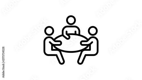 Business meeting table icon outline black design for collaboration.