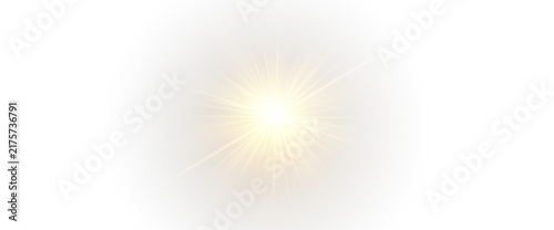 Glowing Yellow Light Effect PNG – Bright Sun Rays and Lens Flare Overlay 