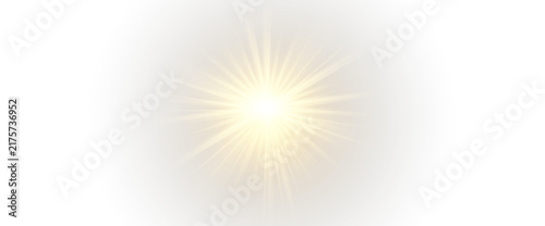 Glowing Yellow Light Effect PNG – Bright Sun Rays and Lens Flare Overlay