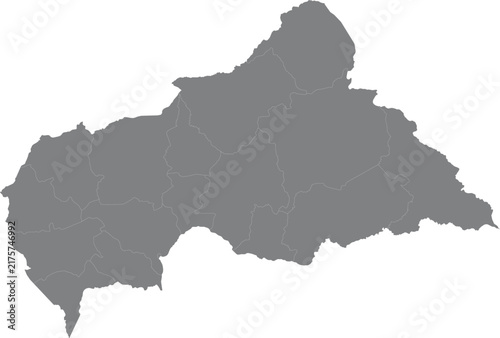 Grey map of central african republic isolated on white background illustration