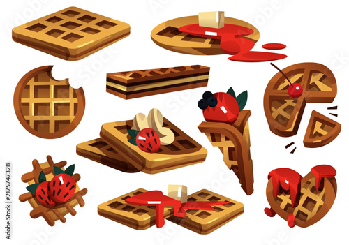 Waffle Vector Illustration with Sweet Dessert Food Design