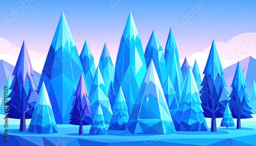Frozen Crystal Ice Trees Winter Landscape.