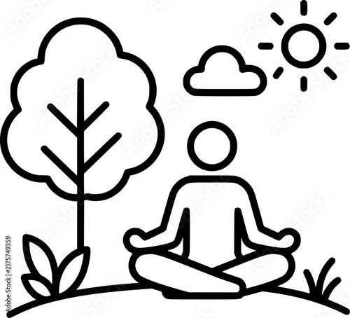 Outdoor Meditation Relaxation Nature Wellness Outline Icon