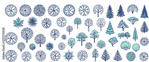 Editable CAD Vector Collection of Various Tree and Plant Silhouettes