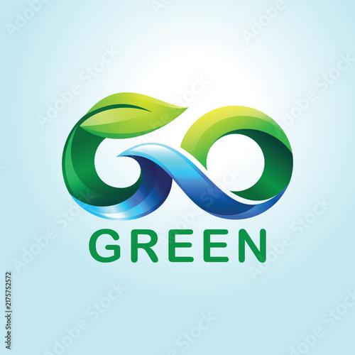 Green Infinity Leaf Eco Sustainability Logo