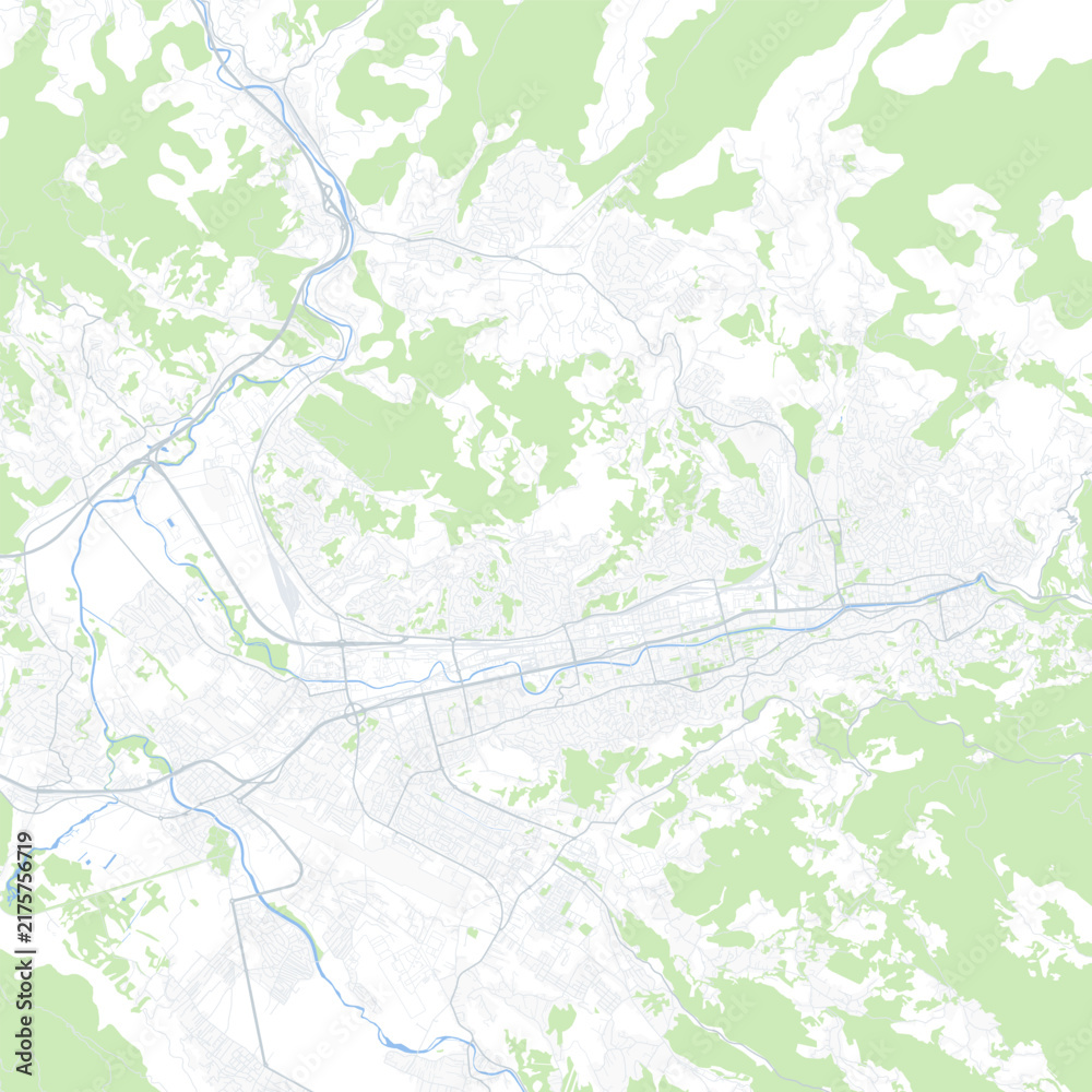 Fototapeta premium Minimal vector city map of Sarajevo with streets, districts and road network