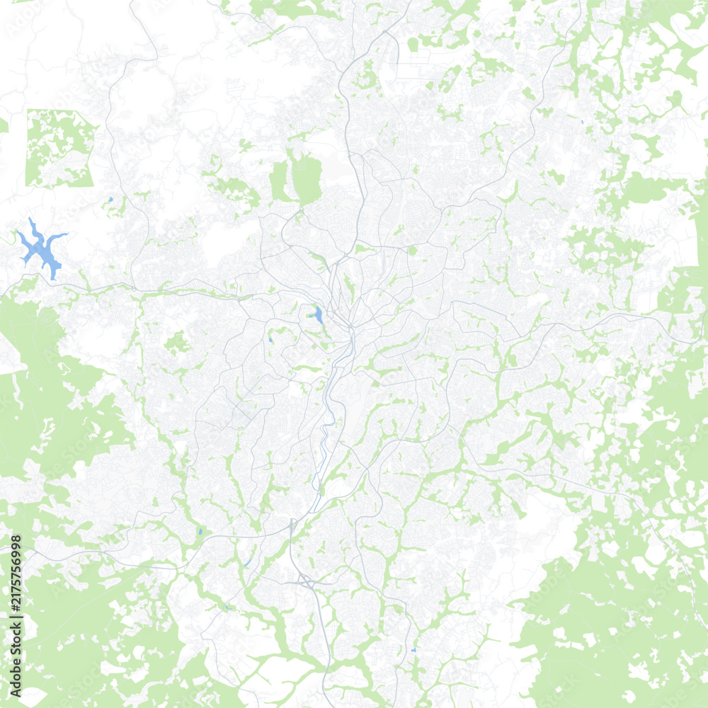 Fototapeta premium Minimal vector city map of Yaounde with streets, districts and road network