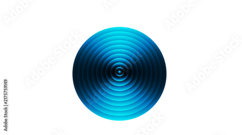 Blue Concentric Circle Wave Icon – Abstract 3D Ripple Ring Design