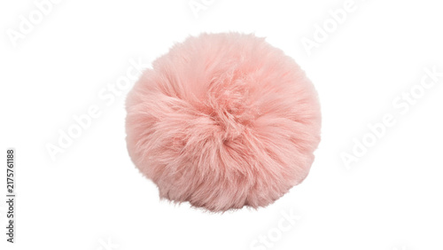Foto Fluffy soft pink powder puff pompom accessory isolated on transparent background for cosmetic beauty care