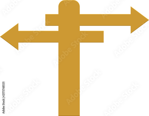 Foto A wooden signpost with two arrows pointing in opposite directions, indicating a