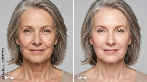 Mature Woman Before and After Skincare: Anti-Aging Comparison
