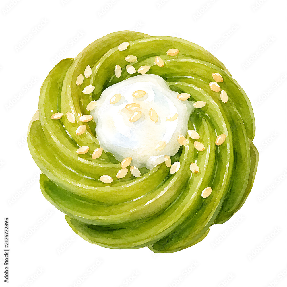 Obraz premium A beautiful green traditional cake that is delicious and fragrant.