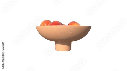 Quadro su tela Modern Pedestal Fruit Bowl with Peaches Isolated on Transparent Background