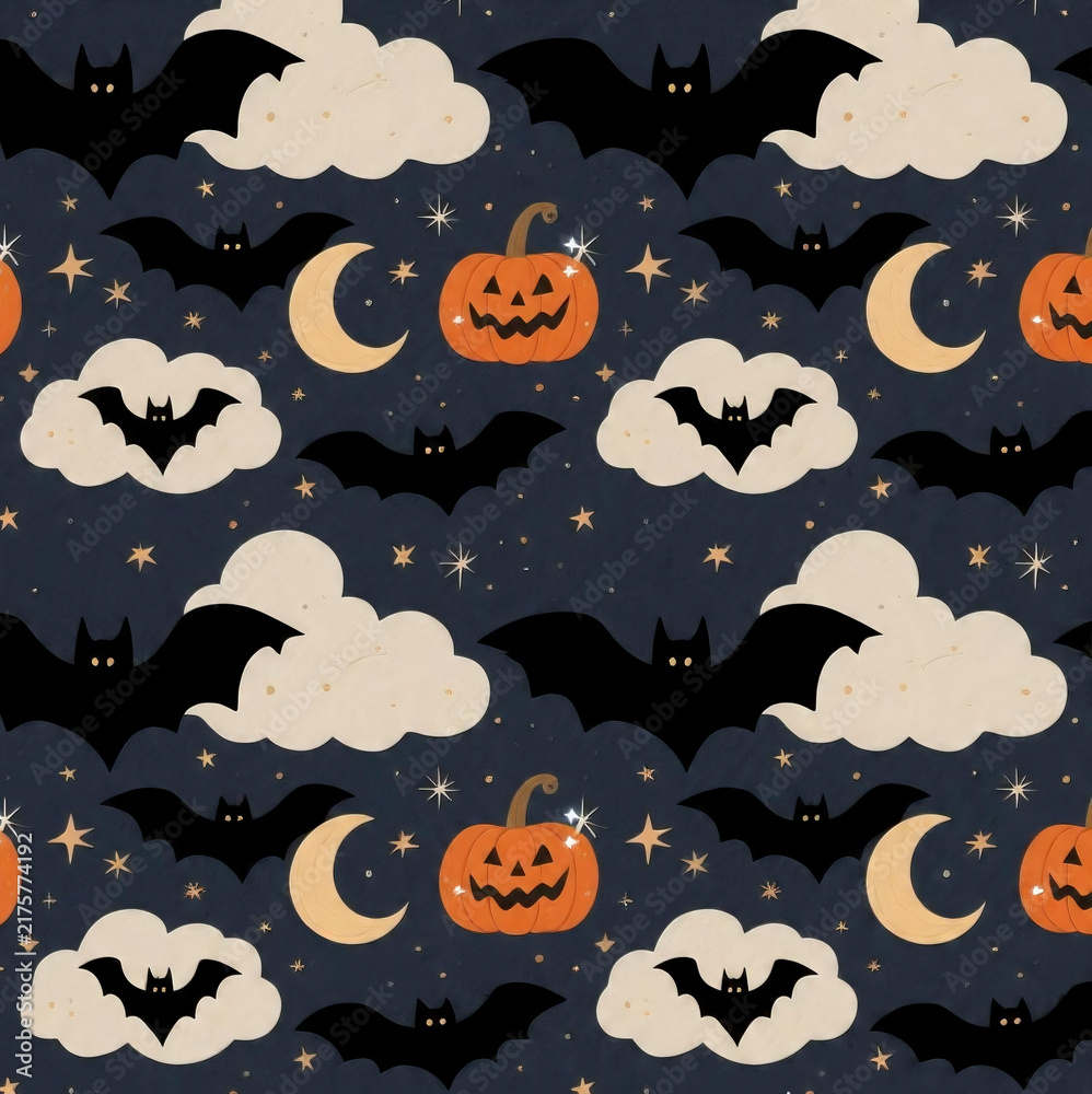 halloween seamless pattern with bats