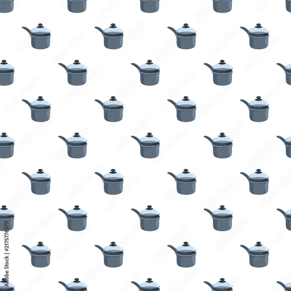 Obraz premium Cooking pots with a lid creating a repetitive seamless pattern on a white background