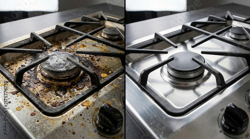 Dirty vs Clean Gas Stove Top Comparison - Before and After Cleaning