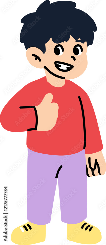 Fototapeta premium Cheerful Boy Giving Thumbs Up Vector Illustration