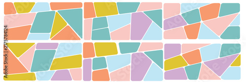 Mosaic Bento Grid Set, Six Colorful Collage Layout Templates for Moodboard Photo Gallery and Social Media Design