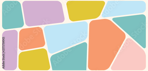 Pastel Bento Grid Background, Colorful Irregular Rounded Blocks Mosaic Layout for Photo Collage Moodboard and Web Design Template