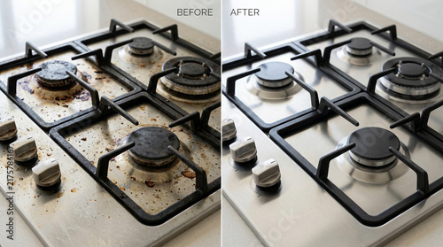 Kitchen Stove Cleaning Comparison: Before and After