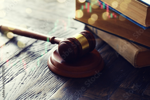 Konstfotografi Wooden judge gavel and legal book on wooden table