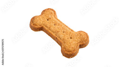Cuadro en lienzo Crunchy brown bone shaped dog biscuit treat isolated on transparent background for pet shop food advertising