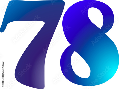 Modern Gradient Number 78 Design with Blue Purple and Cyan Colors
