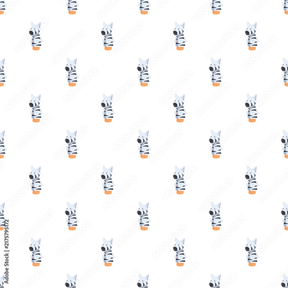 Fototapeta premium Cute cartoon zebra animals creating a playful seamless texture for children's designs