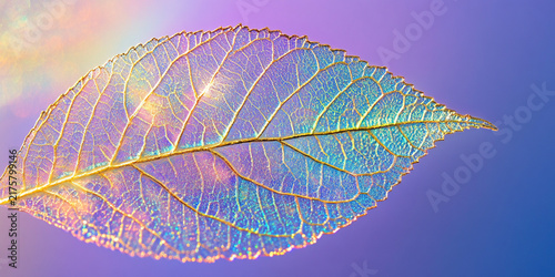 Close-up of a leaf showing its structure and colors Generative AI