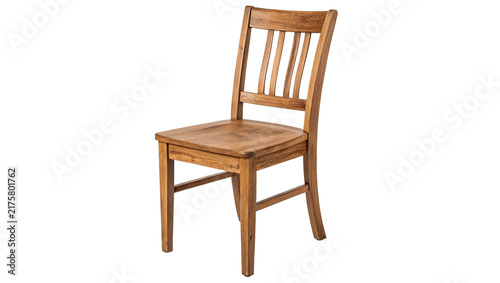 Photography Classic brown wooden dining chair furniture isolated on transparent background for home kitchen interior restaurant design