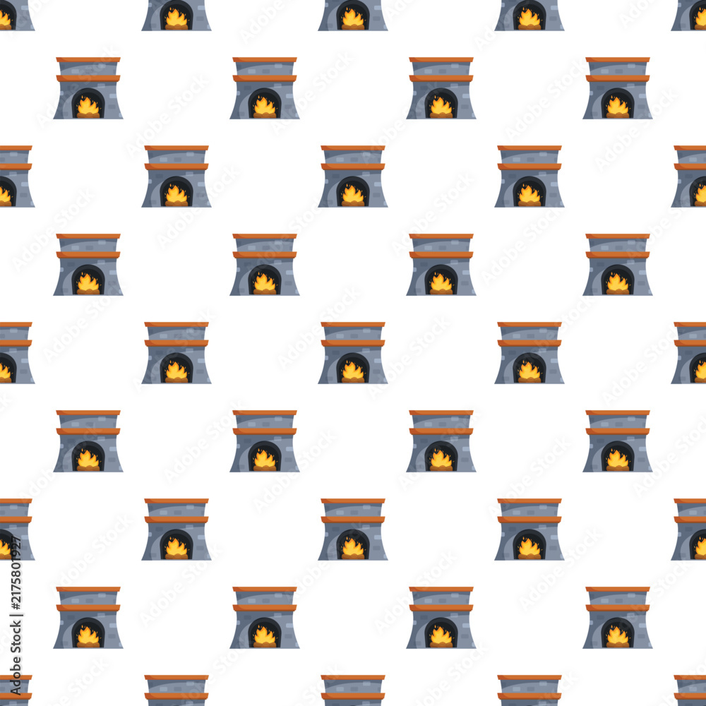 Fototapeta premium Repetitive illustration showing fireplaces with an active fire, symbolizing home warmth and comfort