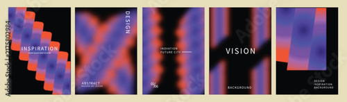 Modern abstract vector graphic posters featuring vibrant gradient geometric shapes design