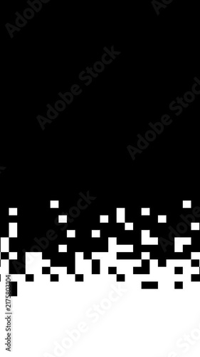 Vertical white pixel mosaic transition with stop motion effect on transparent background, for video transition editing and so on.