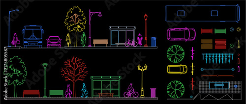 Editable CAD Vector Elements of Cityscape and Urban Elements