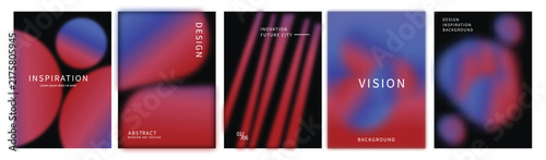 Abstract gradient vector set featuring blurred geometric shapes and lines