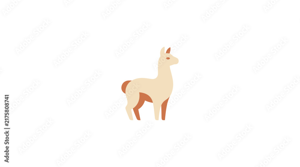 Naklejka premium Minimalist alpaca animal illustration.
