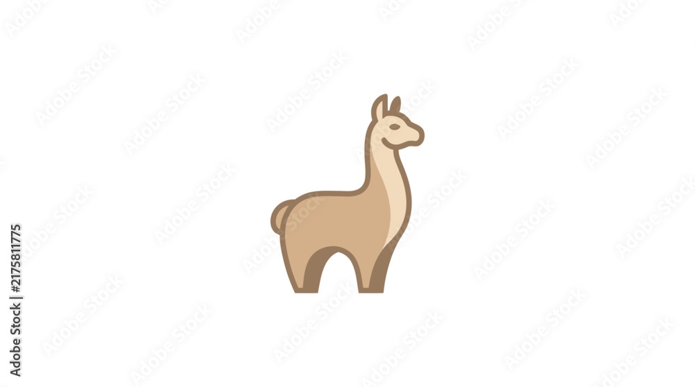 Naklejka premium Minimalist rounded llama mascot.