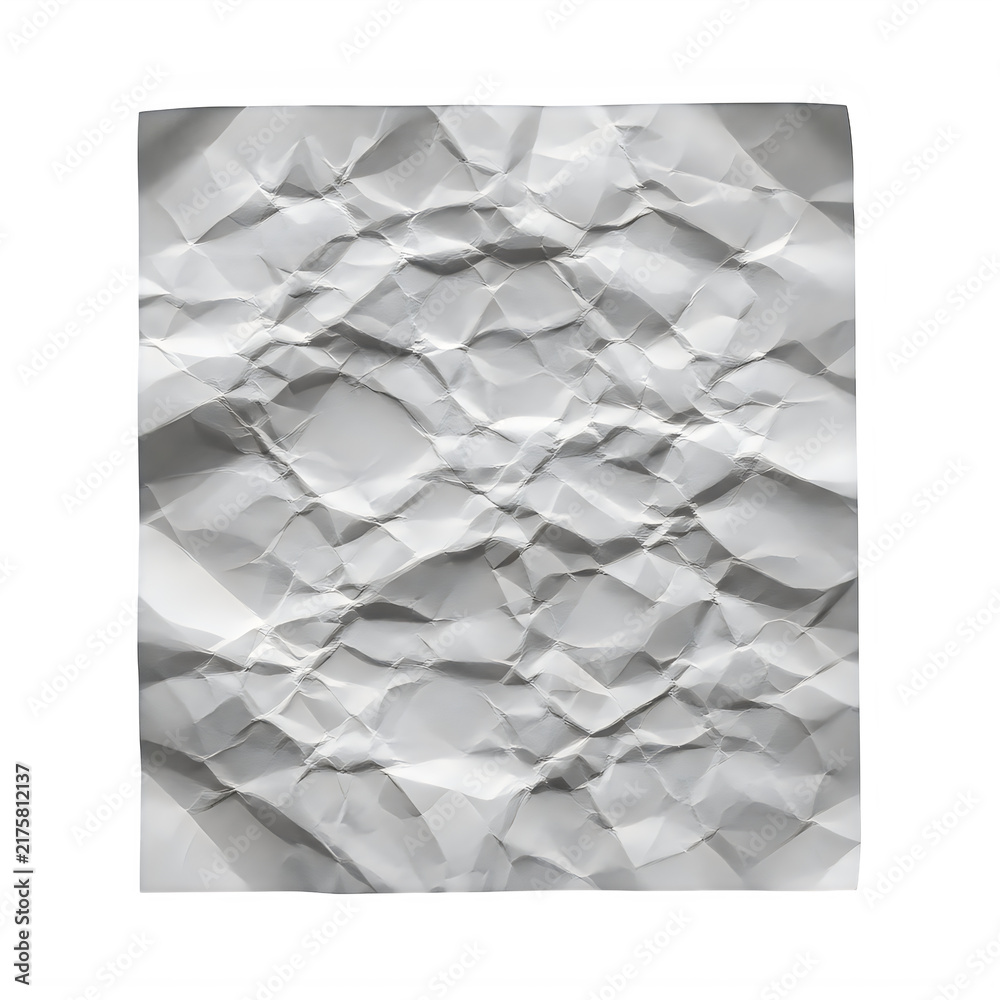 © Design shop - A high contrast top down view of a heavily crumpled white paper