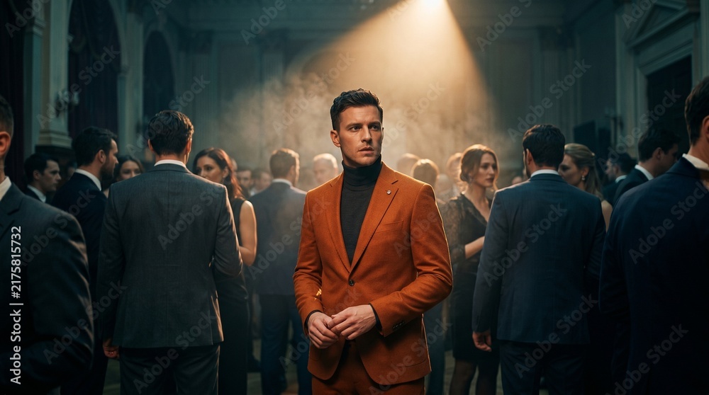 Obraz premium Young man in stylish suit standing confidently at a social event 