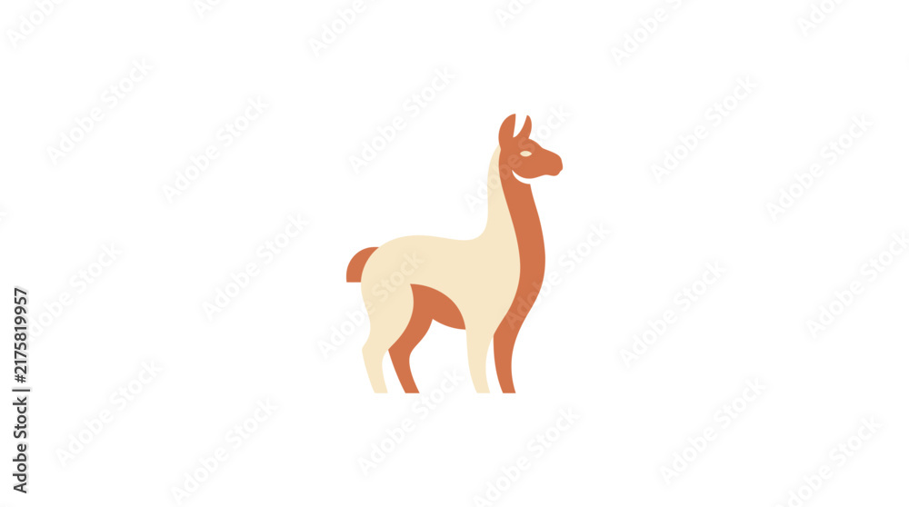 Naklejka premium Simple standing llama graphic icon.